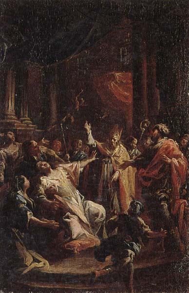 Francesco Monti Saint geminianus exorcising devils from the daughter of the emperor of constantinople Spain oil painting art